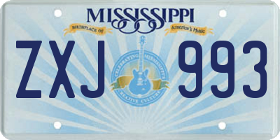 MS license plate ZXJ993