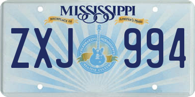 MS license plate ZXJ994