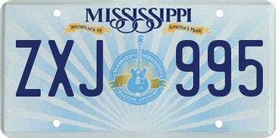 MS license plate ZXJ995