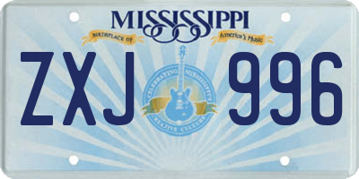 MS license plate ZXJ996