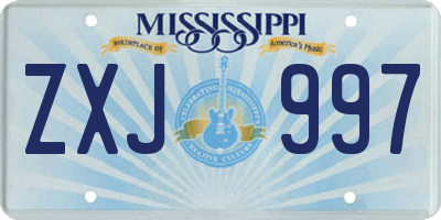 MS license plate ZXJ997