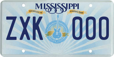 MS license plate ZXK000
