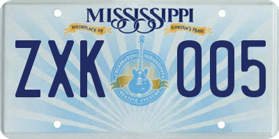 MS license plate ZXK005