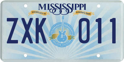 MS license plate ZXK011