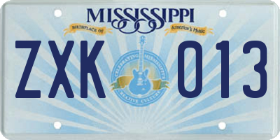 MS license plate ZXK013