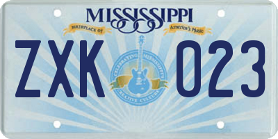 MS license plate ZXK023