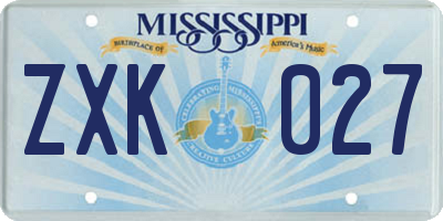 MS license plate ZXK027