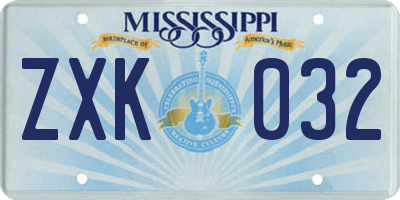 MS license plate ZXK032