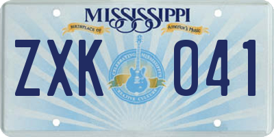 MS license plate ZXK041