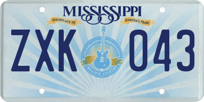 MS license plate ZXK043