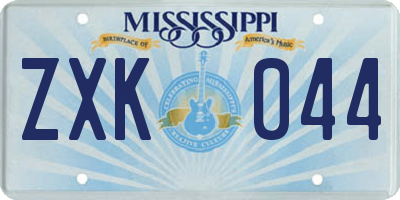 MS license plate ZXK044