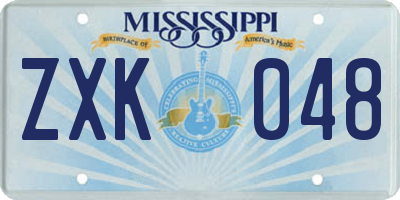 MS license plate ZXK048