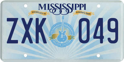 MS license plate ZXK049