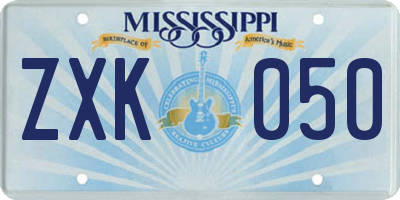 MS license plate ZXK050