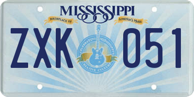 MS license plate ZXK051