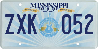 MS license plate ZXK052