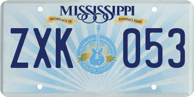 MS license plate ZXK053