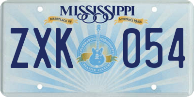 MS license plate ZXK054