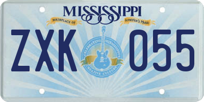 MS license plate ZXK055