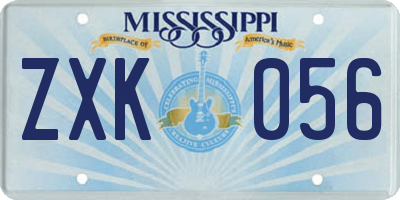 MS license plate ZXK056