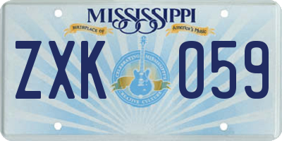 MS license plate ZXK059