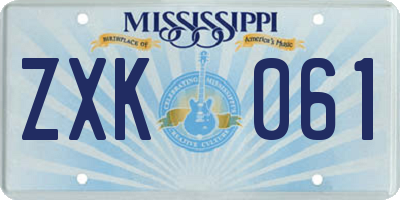 MS license plate ZXK061