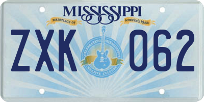 MS license plate ZXK062