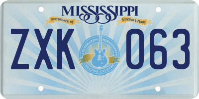 MS license plate ZXK063