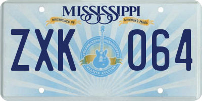 MS license plate ZXK064