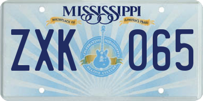 MS license plate ZXK065