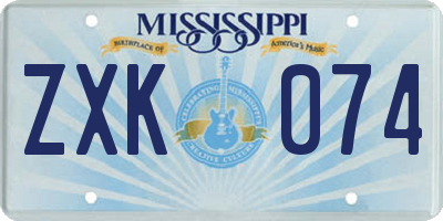 MS license plate ZXK074