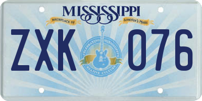 MS license plate ZXK076