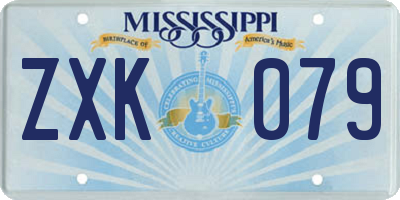 MS license plate ZXK079