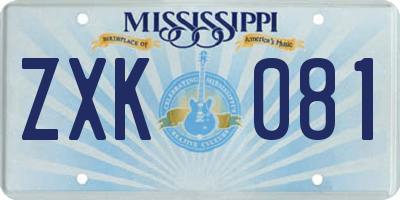 MS license plate ZXK081