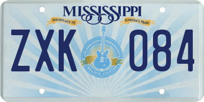 MS license plate ZXK084