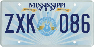 MS license plate ZXK086