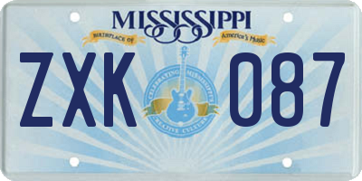 MS license plate ZXK087