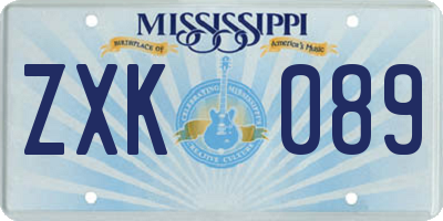MS license plate ZXK089