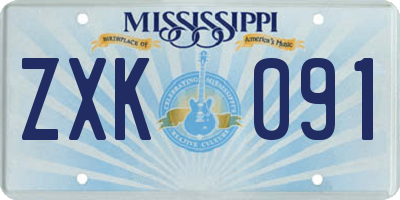 MS license plate ZXK091