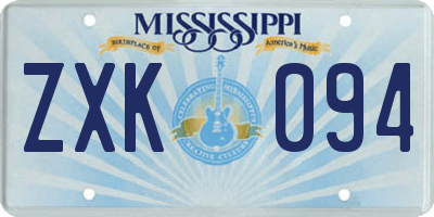 MS license plate ZXK094