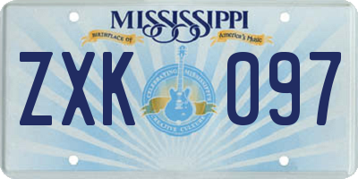 MS license plate ZXK097