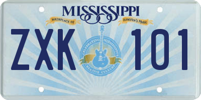 MS license plate ZXK101