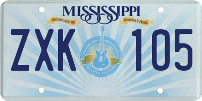MS license plate ZXK105