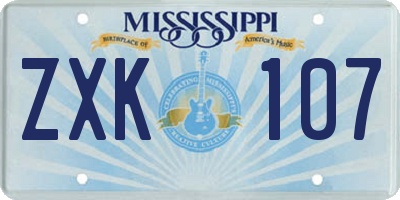 MS license plate ZXK107