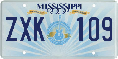MS license plate ZXK109
