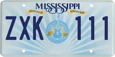 MS license plate ZXK111