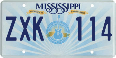 MS license plate ZXK114