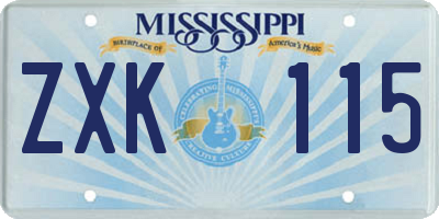MS license plate ZXK115