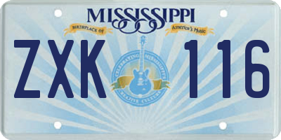 MS license plate ZXK116