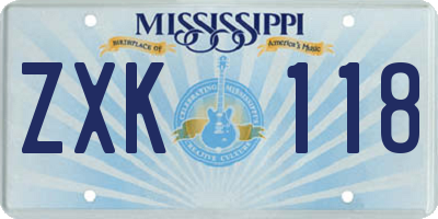 MS license plate ZXK118